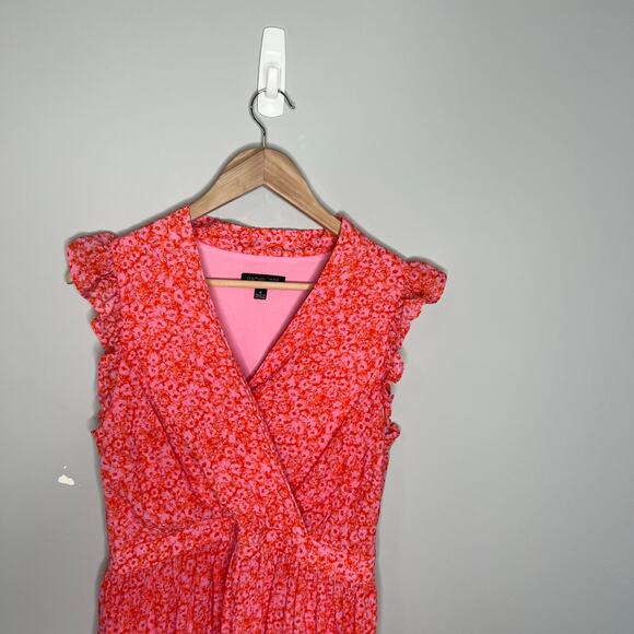 Rachel Zoe Floral Flutter Sleeve A-Line Dress in Pink and Orange Size 8 - Picture 6 of 16